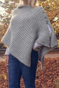 Silver Grey Poncho With Side Opening