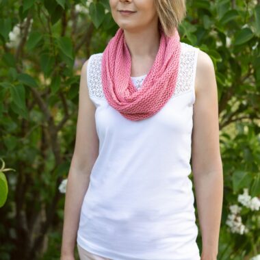 Cyclamen Pink Cotton Lace Infinity Scarf