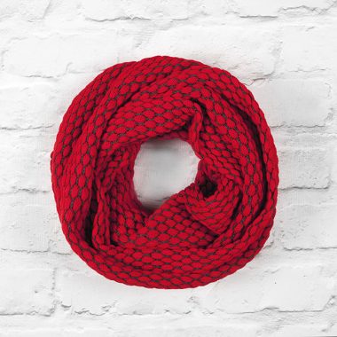 Cherry Red & Slate Grey Textured Infinity Scarf