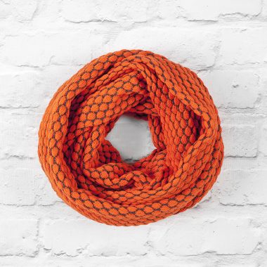 Hot Orange & Slate Grey Textured Infinity Scarf