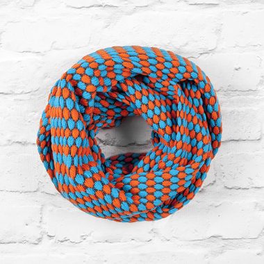 Turquoise Blue, Orange and Navy Infinity Scarf