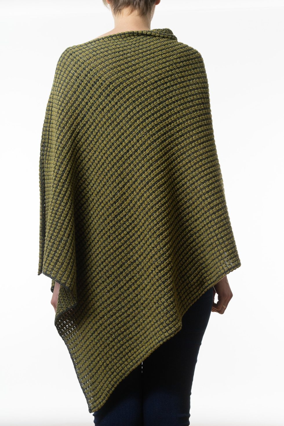 Two Tone Green Combination Poncho - Image 3