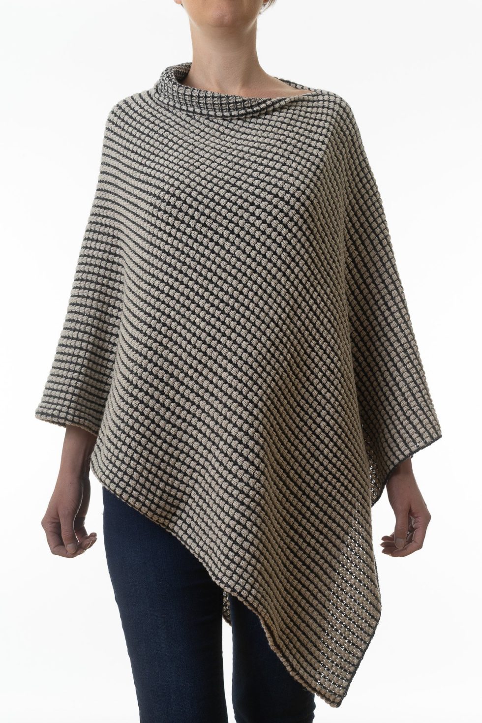 Natural and Black Combination Poncho - Image 3