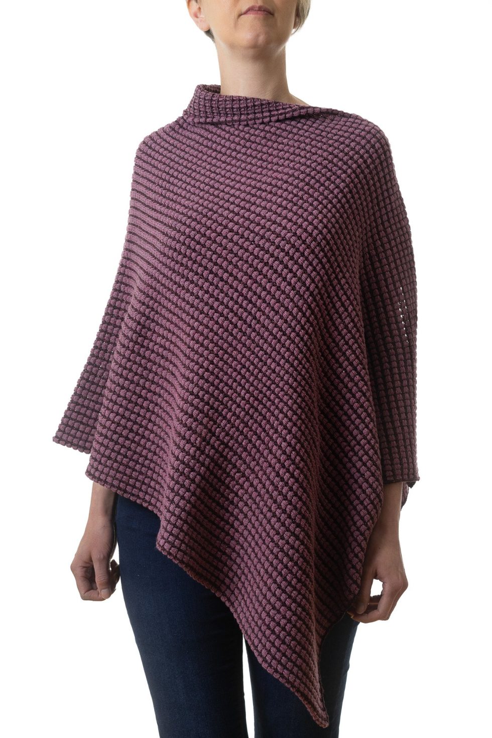 Pink and Burgandy Combination Poncho - Image 2