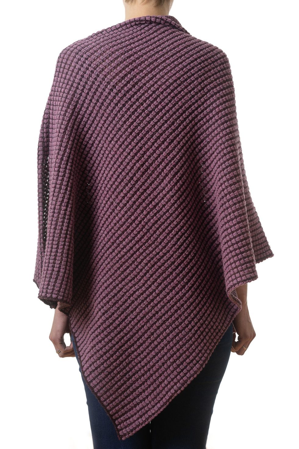 Pink and Burgandy Combination Poncho - Image 3