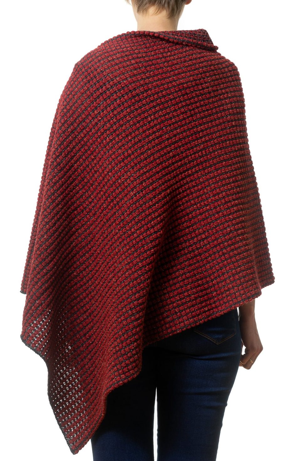 Red and Black Combination Poncho - Image 2