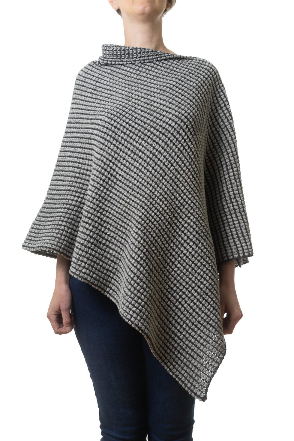 Grey and Black Combination Poncho - Image 2