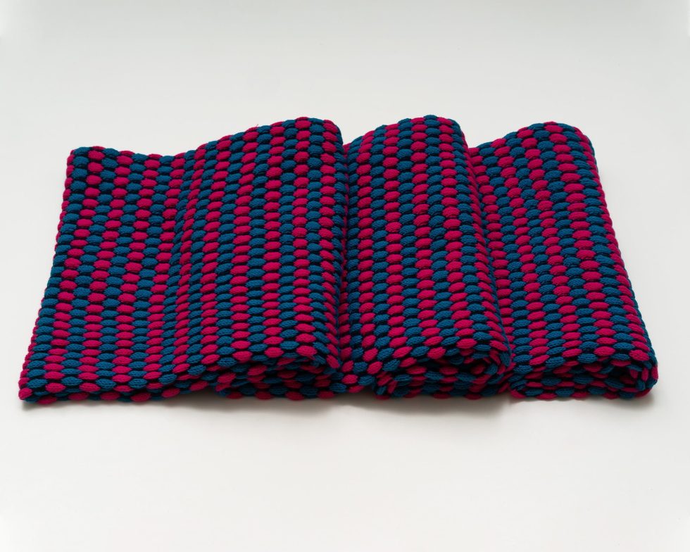 Blue Pink & Navy Textured Infinity Scarf - Image 3