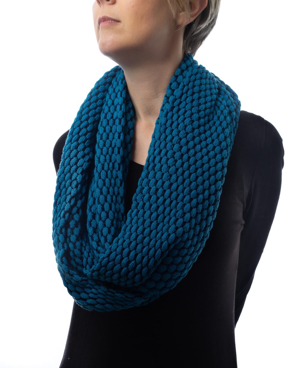 Blue & Navy Textured Infinity Scarf - Image 2