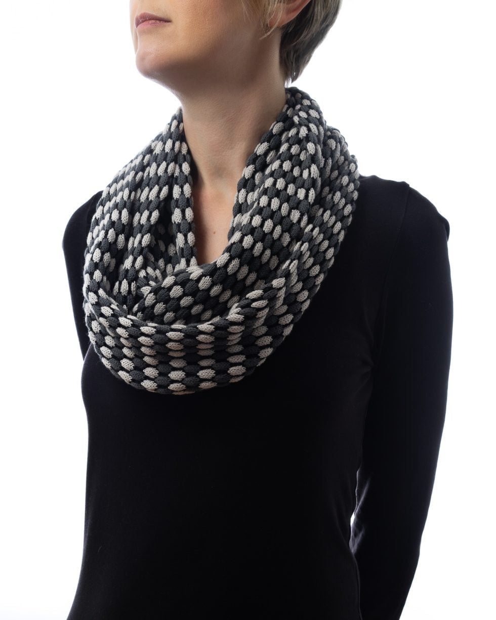 Pearl Grey Slate Grey & Black Textured Infinity Scarf - Image 3