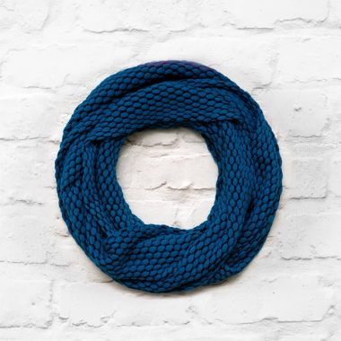 Mid-Blue & Navy Textured Infinity Scarf