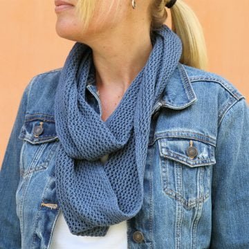 Denim Blue Trellis Cotton Infinity Scarf