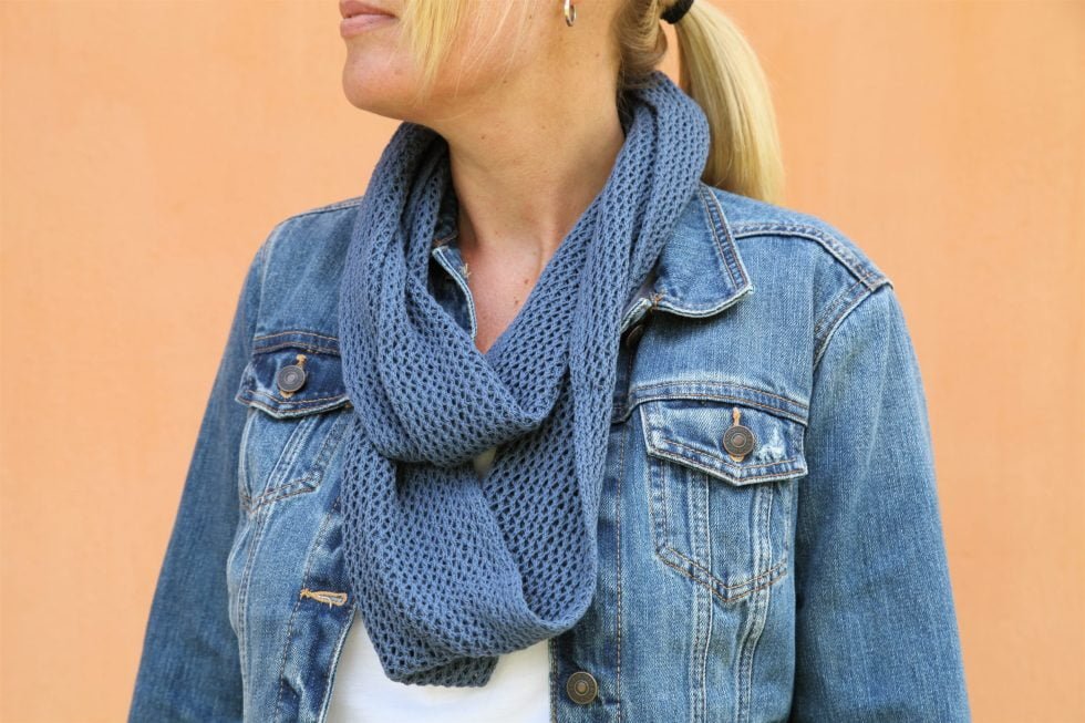 Denim Blue Trellis Cotton Infinity Scarf