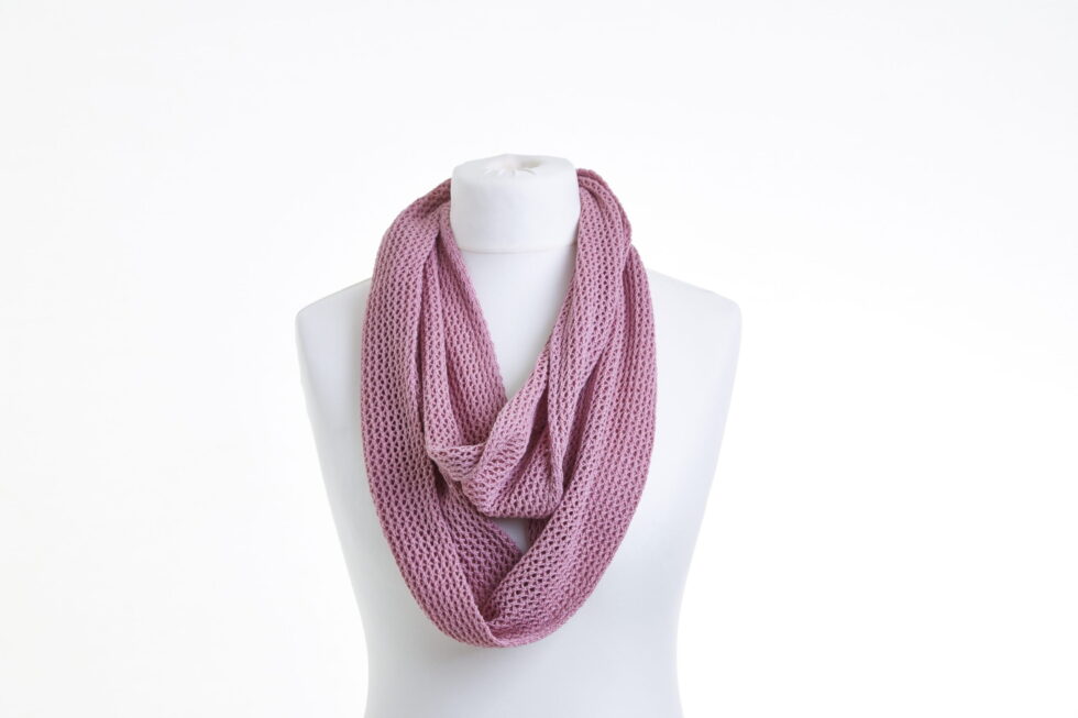 Cyclamen Pink Cotton Lace Infinity Scarf