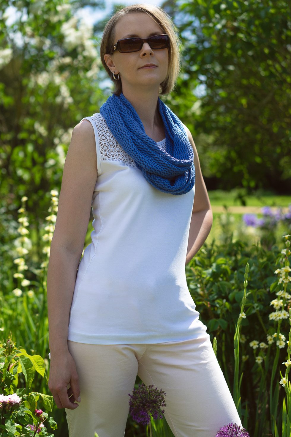 Clematis Blue Cotton Lace Infinity Scarf