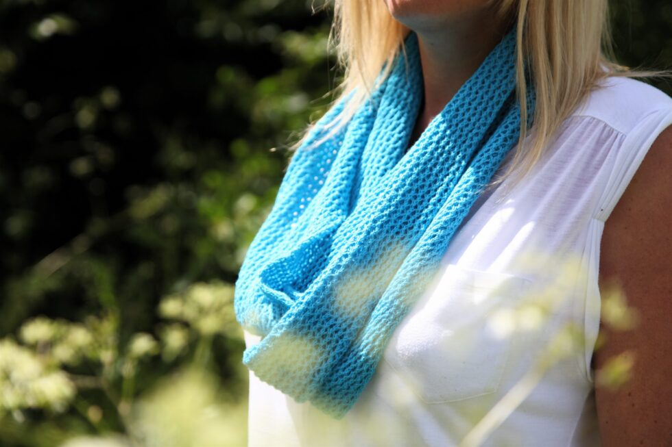 Turquoise Blue Cotton Lace Infinity Scarf