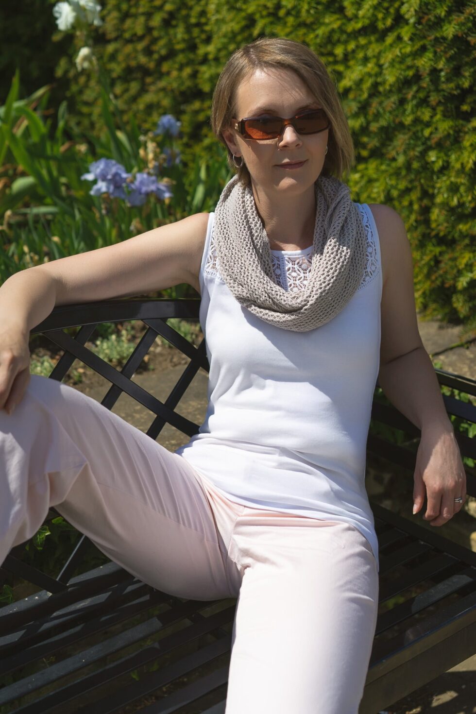 Pearl Grey Cotton Lace Infinity Scarf