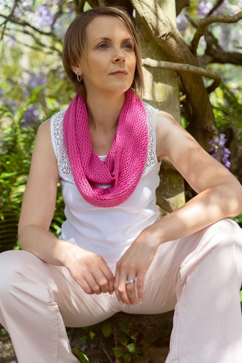 Rose Pink Cotton Lace Infinity Scarf