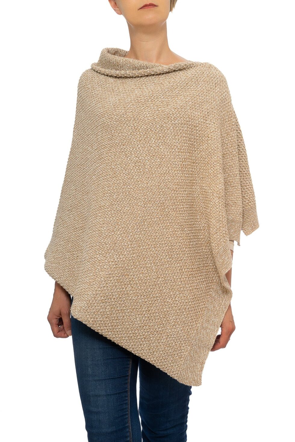 Camel Tweed Mix Seed Poncho