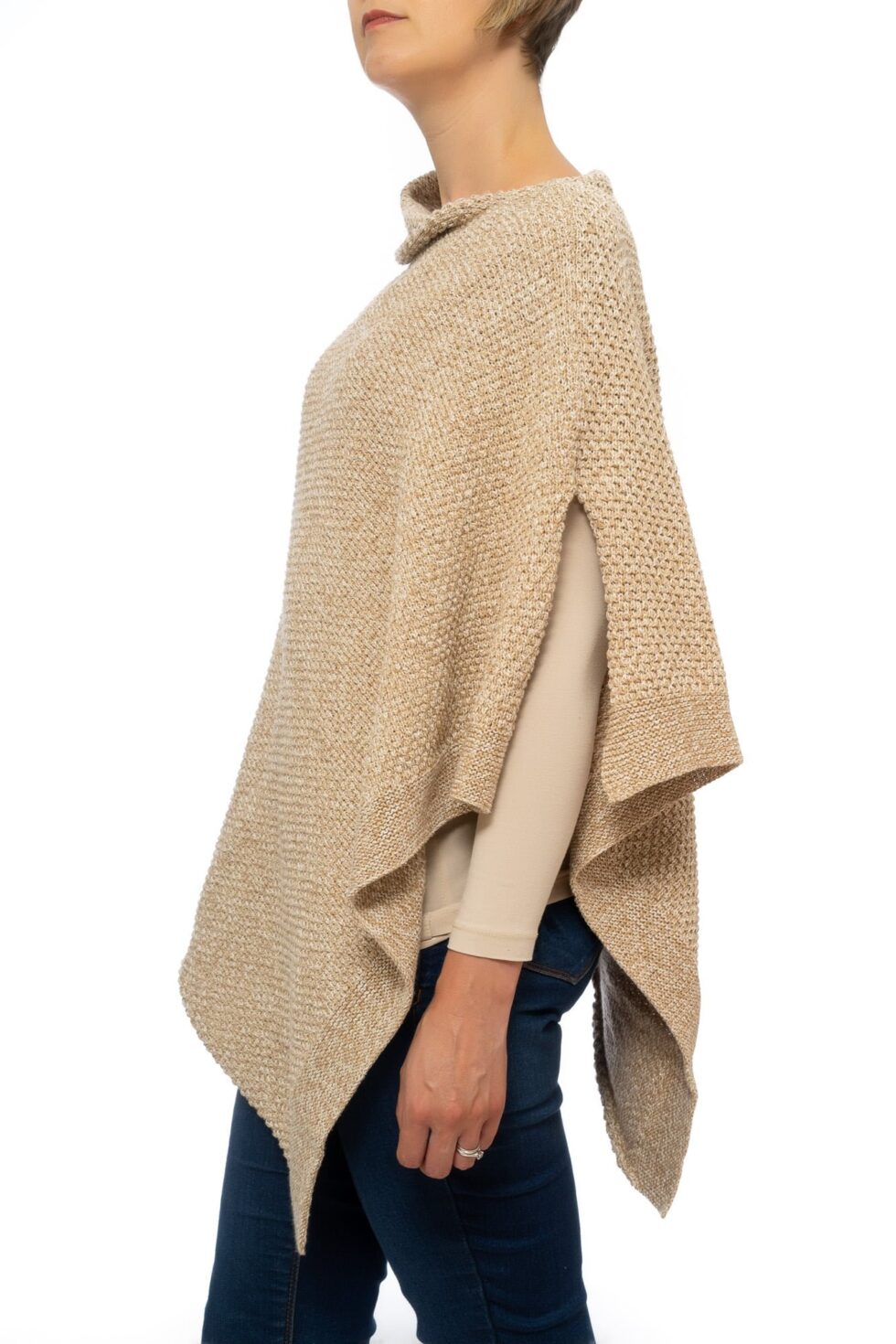 Camel Tweed Mix Seed Poncho